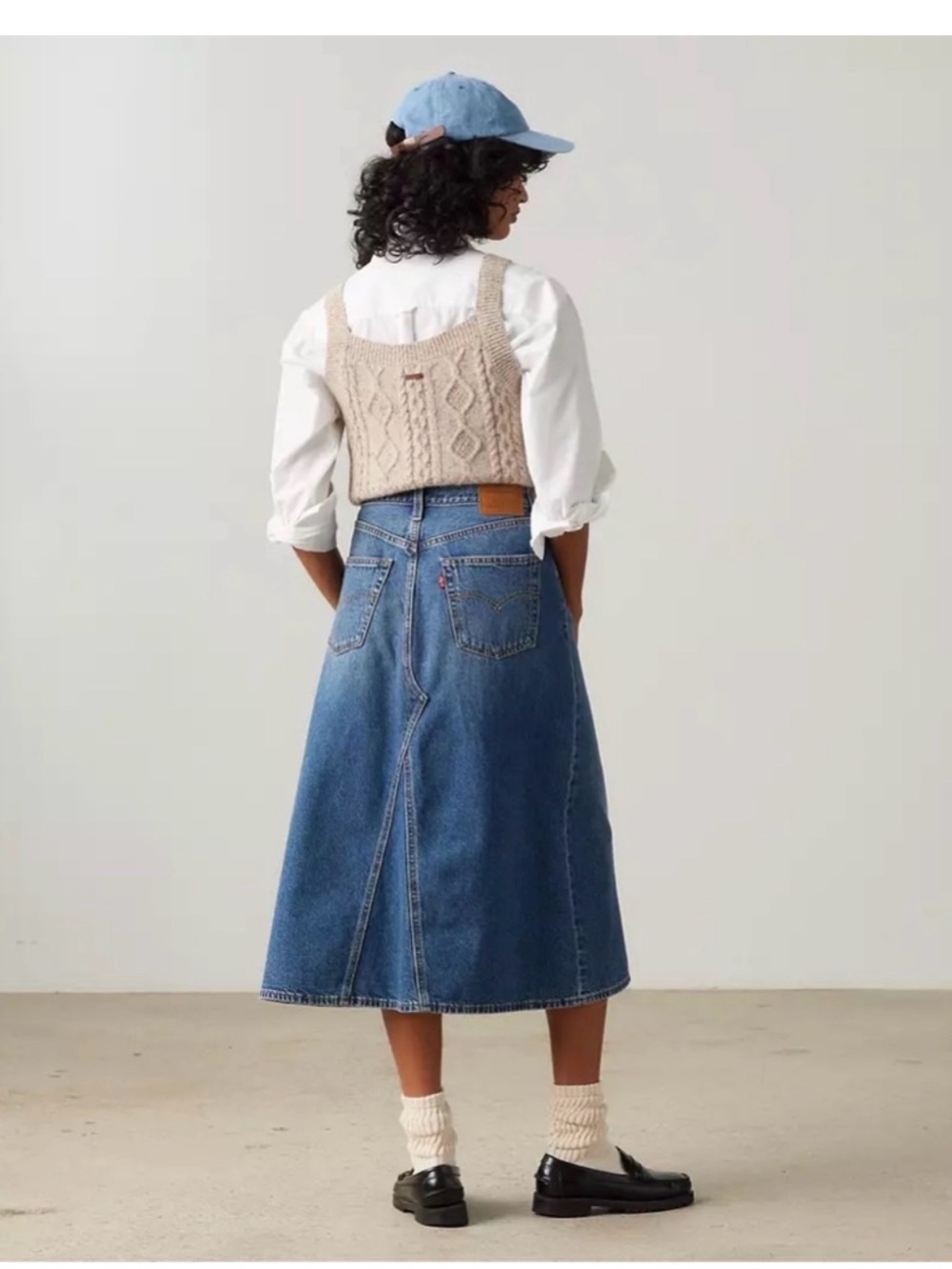 Levi's Blue Deconstructed Denim A-Line Maxi Skirt